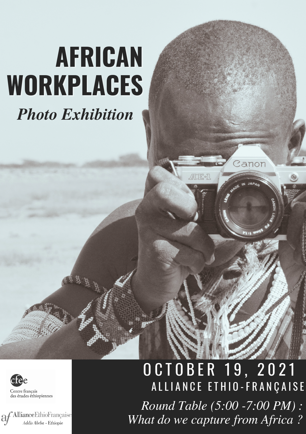 Flyer de l'exposition African Workplaces à l'Alliance à Addis-Abeba en 2021