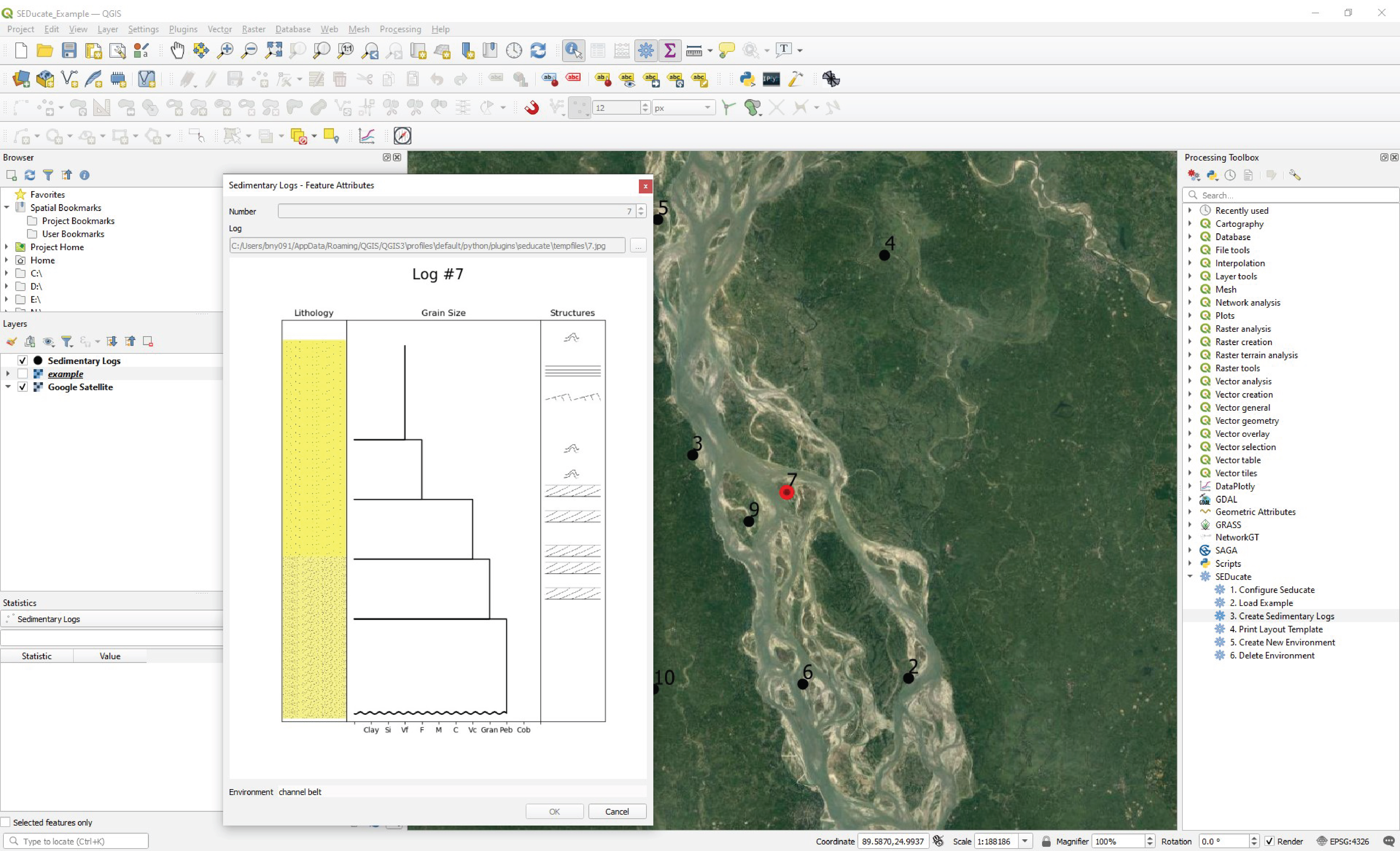 A screenshot of the SEDucate plugin interface on QGIS